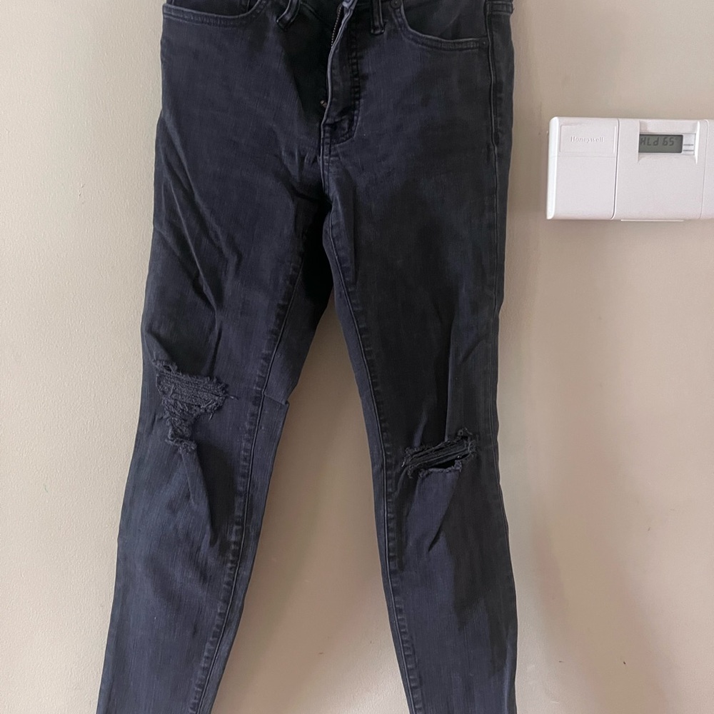 Madewell Black Denim Jeans with Brown Patch